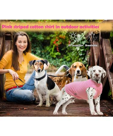 Cool Combed Cotton Dog Shirt for Medium-Sized Dogs | Sychien Striped Pink & Gray T-Shirt for French Bulldogs - Buy Online on GoSupps.com