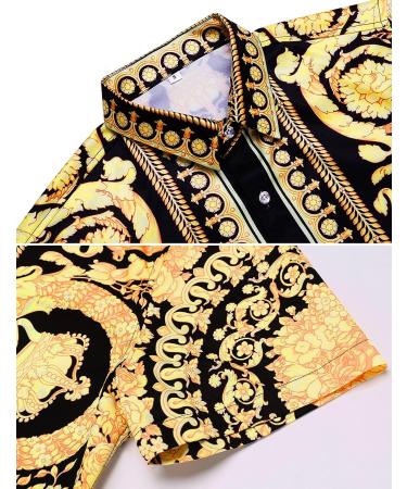 Daupanzees Men's Luxury Hawaiian Shirt Suit - Gold, X-Large - Buy Online on GoSupps.com