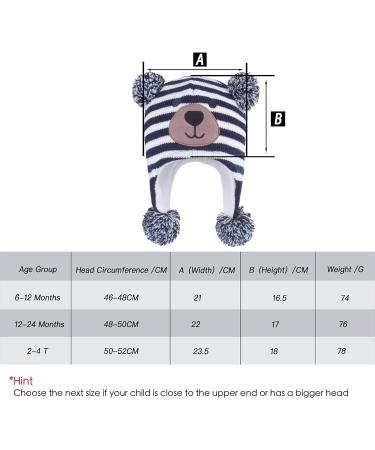 LANGZHEN Infant Winter Hat Earflap Knit Fleece Lined Beanie for Boys Girls 6-12 Months - Navy Stripe + Grey - Buy Online on GoSupps.com