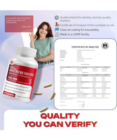 Dihydroberberine - GlucoVantage - Super Berberine 760 MG with Cinnamon Gymnema Fenugreek - Maximum Absorption - Support Gut Health Metabolism - Non GMO Gluten Free 150 count (pack of 1) - Buy Online on GoSupps.com