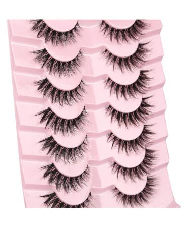 Milllruez False Eyelashes Cat Eye Natural Look - 7 Pairs Pack, Fluffy Faux Mink, Volume Spiky, Clear Band - Wispy & Wet Look Lashes - Buy Online on GoSupps.com
