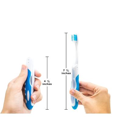 Lingito Travel Toothbrush Folding with Built-in Cover - Hiking Camping Emergency Packable Collapsible Foldable Pocket Medium Bristle Brushes (2 Pack) - Blue-Green - Buy Online on GoSupps.com