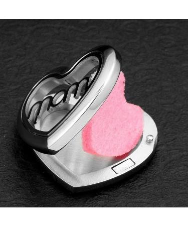 Mom Heart Love Essential Oil Diffuser Necklace | Aromatherapy Locket Pendant with Refill Pads | Stainless Steel - Buy Online on GoSupps.com
