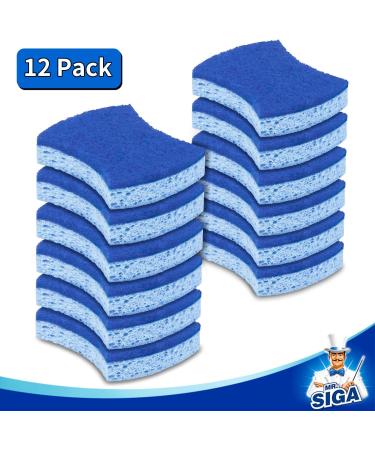 MR.SIGA Non-Scratch Cellulose Scrub Sponge - 12 Pack Dual-Sided Dishwashing Sponge for Kitchen (Royal Blue/Light Blue) - Buy Online on GoSupps.com