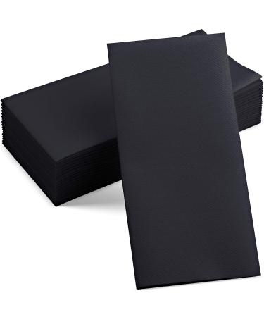 100 Linen-Feel Black Paper Napkins - Decorative Cloth-Like Black Dinner Napkins - Soft And Absorbent. For Kitchen, Party, Wedding, Bathroom Or Any Occasion. (Pack of 100) Black 100