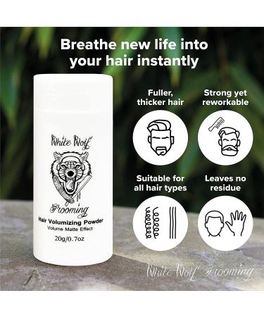 White Wolf Hair Styling Powder for Men - Instant Thickening Volumizer Dust - Firm Hold, Matte Finish - Cruelty-Free, Vegan - Ideal for Fine & Thinning Hair - Buy Online on GoSupps.com