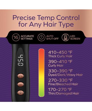 Professional Dual Voltage Hair Straightener Brush | Anti-Frizz Styling Tool with 16 Temp Settings | Fast Heating Ion Comb for Healthy Hair | Ideal for Women - Buy Online on GoSupps.com