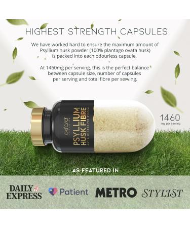 Psyllium Husk Fiber Supplement 1460mg | Prebiotic Soluble Fiber for Easy Digestion - 120 Vegan Capsules | Natural Constipation Relief - 100% Plantago ovata - Buy Online on GoSupps.com