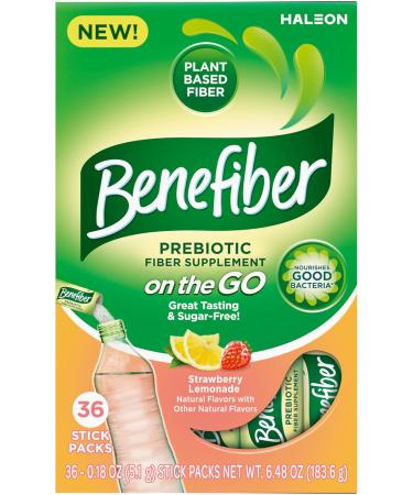 Benefiber Fiber Supplement, Strawberry Lemonade, On The Go Stick Packs, 36 Count 6.48 Ounce (Pack of 1) - Buy Online on GoSupps.com