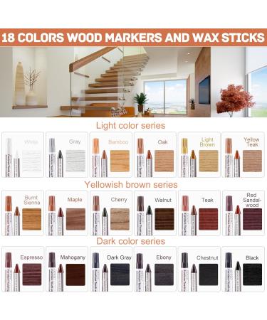 DEWEL Wood Markers Furniture Repair Kit - 18 Colors for Scratch Repair on Laminate Cabinets & Wooden Surfaces - Buy Online on GoSupps.com