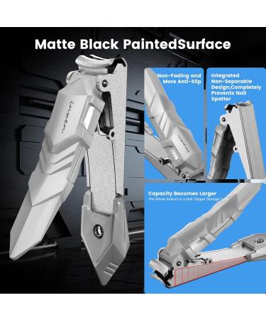 Professional Heavy Duty Nail Clippers for Men with Catcher - Stainless Steel Toenail Clippers for Seniors and Adults - No Splash Self-Collecting Nail Cutter - Buy Online on GoSupps.com