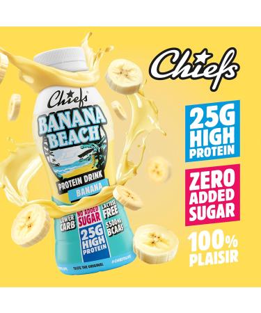 Chiefs Milk Protein Drink avec 25 g de prot ines et BCAA Shake riche en prot ines et faible en glucides sans lactose et sans sucres ajout s 8 x 330 ml (Banana Beach) - Buy Online on GoSupps.com