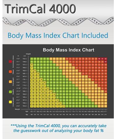 TrimCal 4000 Body Fat Caliper with Measure Tape & Fat% Chart - Black - Buy Online on GoSupps.com