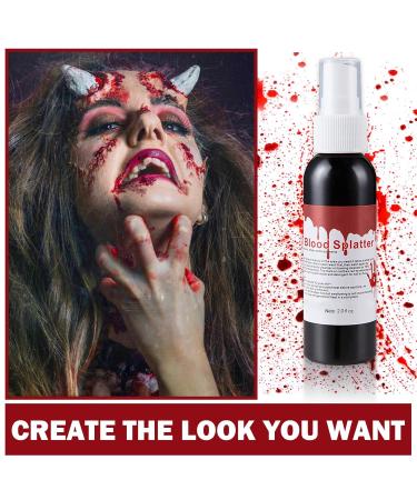 Realistic Fake Blood Spray Kit - Washable Halloween Blood Makeup for Zombie & Vampire Cosplay | Black Stipple Sponge Included - Buy Online on GoSupps.com