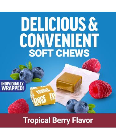 Force Factor Daily Relief Joint Support, Drug-Free Joint Formula with Boswellia, Turmeric, Ginger, Vitamin C and D for Mobility, Flexibility, and Cartilage Health, Tropical Berry, 30 Soft Chews - Buy Online on GoSupps.com
