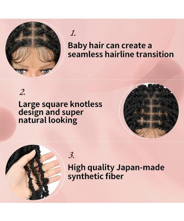Kalyss 15 Double Lace Front Knotless Locs Braided Wig - Black Short Bob Twist Synthetic Lace Frontal with Baby Hair for Black Women - Buy Online on GoSupps.com