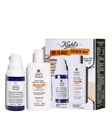 Kiehl's Day-To-Night Derm Duo Skincare Set 2-Piece Full Size Skincare Set with Facial Sunscreen SPF 50+ and Anti-Aging Retinol Facial Serum Protects Against UVA/UVB Rays & Reduces Wrinkles
