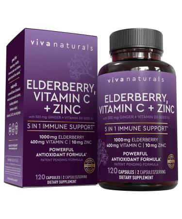 Viva Naturals Elderberry Immune Support Supplement - 120 Capsules
