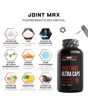 Joint Max - 180 Ultra Capsules - Highly Dosed Joint Supplement with Glucosamine MSM Chondroitin Cissus Quadrangularis Frankincense Extract Hyaluronic Acid Ginger Bromelain - Buy Online on GoSupps.com