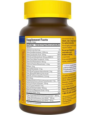 Nature Made Postnatal Multivitamin + DHA 200mg 60 Softgels for Nursing Moms & Babies | Postnatal Vitamins with Iron, D3, Calcium, Iodine | Unflavored - 60 Count - Buy Online on GoSupps.com
