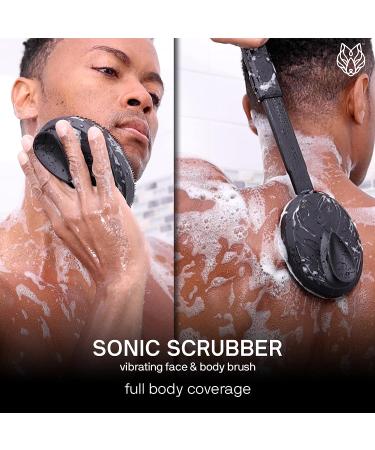 Black Wolf Vibrating Face and Body Brush Pro - Water Resistant, 4 Settings, Massage Brush with Charcoal Infused Silicone Bristles - Buy Online on GoSupps.com