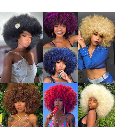 GKtineke 10 Inch Afro Curly Wig with Bangs for Black Women- Short Kinky Synthetic Hair Wig (Mixed Brown) - Buy Online on GoSupps.com