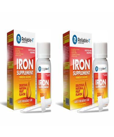 Ferrous SULFATE/Pediatric Drops for Infants & Toddler Iron Supplement (2-Pack)