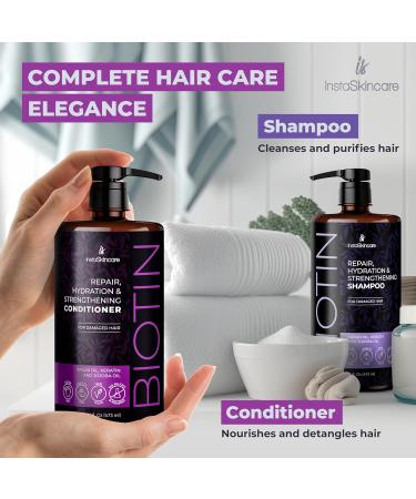 InstaSkincare Biotin Conditioner for Hair Growth & Thinning Hair - Sulfate & Paraben Free Deep Treatment with Keratin - 16oz Made in USA - Ideal for Men & Women - Buy Online on GoSupps.com