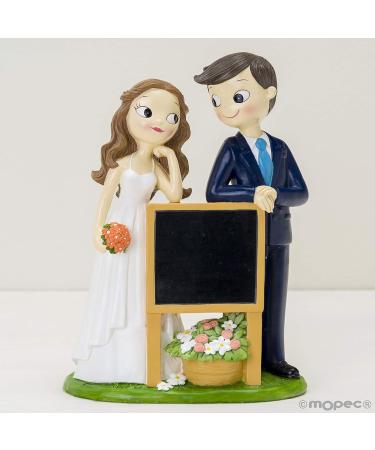 Mopec Pop&Fun Bride and Groom Cake Topper with Plaque Synthetic Resin 21 cm - Buy Online on GoSupps.com