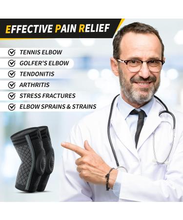 Cambivo 2x Elbow Bandage for Men & Women - Tennis Arm Support with Gel Pads & Stabilizers for Pain Relief - XL Black - Buy Online on GoSupps.com