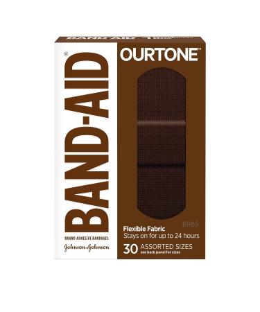 Band-Aid Brand Ourtone Flexible Fabric Adhesive Bandages Flexible Protection Care of Minor Cuts Scrapes QuiltAid Pad for Painful Wounds Assorted Sizes , Br65, 30 Count