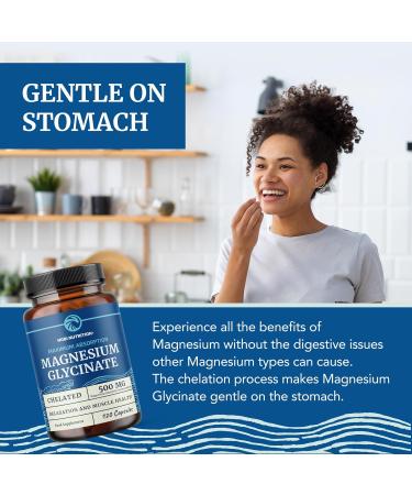 Magnesium Glycinate 500mg | Chelated for High Absorption | Muscle Relaxation Bones Heart Nerve Rest & Calm Support for Women & Men | Magnesium Chelate Supplement & Bisglycinate Complex | 120ct Magnesium 500 - Buy Online on GoSupps.com