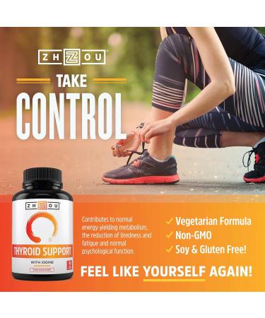 Thyroid Support Complex with Iodine, Magnesium, B12 & Ashwagandha - Reduce Fatigue - 90 Vegan Capsules - Buy Online on GoSupps.com