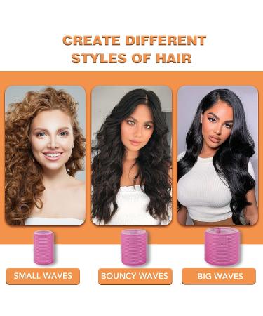 Jumbo Hair Rollers Set for Long Hair - 47pc Self-Grip Curlers with Clips & Comb in Rose Red - No Heat, 3 Sizes - Ideal for Long, Medium, Short Hair - Buy Online on GoSupps.com