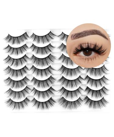 False Lashes Wispy Volume Natural Lashes Faux Mink Lashes Fluffy Cruelty Free Eyelashes Long Reusable False Eyelashes 14 Pairs Multipack 14pairs-Light Volume