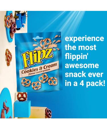 Flipz Cookies & Cream Coated Pretzels Perfect Snacks for Sharing 90g Pack of 4 - Buy Online on GoSupps.com