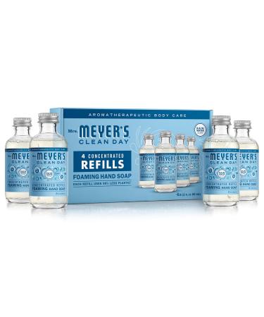 MRS. MEYER'S CLEAN DAY Foaming Hand Soap Concentrated Refills, 4 Concentrated Refills (2 Fl. Oz each), Rain Water Scent, Makes 40 Fl. Oz. of Foaming Soap Total Rain Water 2 Fl Oz (Pack of 4)