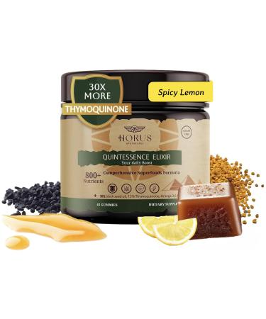 Horus Quintessence Elixir Black Seed Oil Gummies Cold-Pressed Bee Pollen Date Palm Extract Immune & Vitality Support Sugar-Free Made in USA 45 Count 45 Count (Pack of 1)