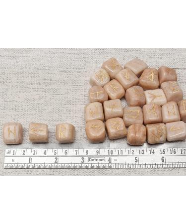 Crocon Red Moonstone Elder Futhark Rune Set | 25 Pcs Tumbled Gemstone Runes for Divination and Healing | Chakra Reiki | Includes Pouch | 20-25mm - Buy Online on GoSupps.com