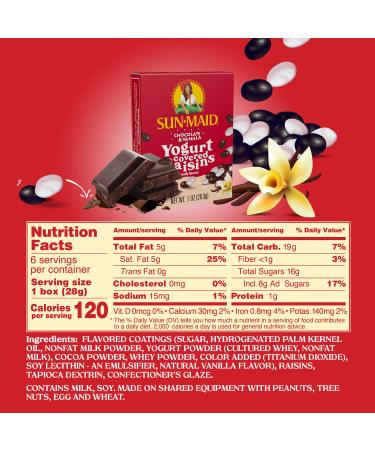 Sun-Maid Dark Chocolate & Vanilla Yogurt Coated Raisins - 1 Ounce Boxes (Pack of 6) - Buy Online on GoSupps.com