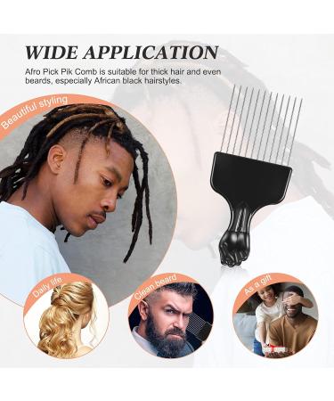 Afro Pick Comb Metal Pick Comb Plastic Afro Pick Hair Comb Wide Tooth Hair Pick Comb Metal Hair Coloring Comb Wig Braid Comb Hairdressing Styling Tool for Curly Hair Style Black (Funny Style) Black 1 Count (Pack of 1) - Buy Online on GoSupps.com