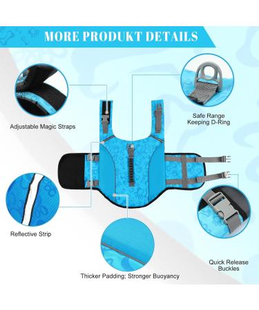 Alagirls Dog Life Jacket - Small & Medium Rip-Stop Safety Vest with Rescue Handle | Blue (Chest 47-61 cm) - Buy Online on GoSupps.com