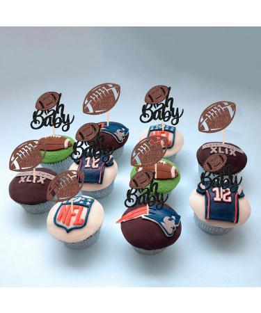 24 Pack Oh Baby American Football Cupcake Toppers Glitter Rugby Ball Oh Baby Cupcake Picks for Super Rugby Sports Theme Baby Shower Kids Birthday Party Cake Decorations Brown 1-oh Baby - Buy Online on GoSupps.com
