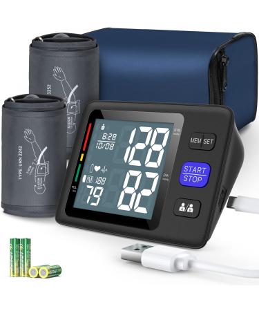 Blood Pressure Machine Upper Arm, 2 Size Cuffs, Medium/Large 9"-17" and Extra Large XL Cuff 13"-21", Accurate Automatic Digital BP Monitor, 4" Large Backlit LCD, BP Cuff 2-User 1000 Memories, U85H Medium/Large & XL Cuff Si…