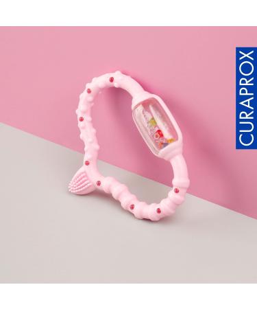 Curaprox Pink Baby Bite Ring with Rattle & Learning Toothbrush BPA-Free Teething Toy for Infants - Buy Online on GoSupps.com