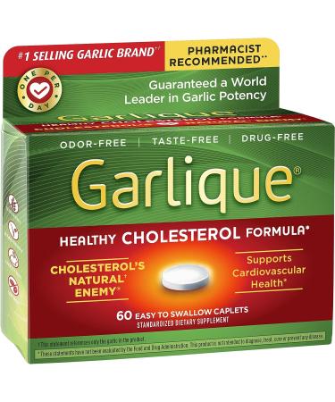 Garlique Healthy Cholesterol Formula with 5000 mcg Allicin - 60 Enteric Coated Caplets (Pack of 6) - Buy Online on GoSupps.com