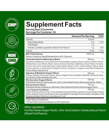 QualiLife Liver Cleanse Detox & Repair Gummies - 2000mg Milk Thistle Liver Detox Supplement Liver Support Supplement with Dandelion Root - Mixed Fruit Flavor 60 Gummies - Buy Online on GoSupps.com
