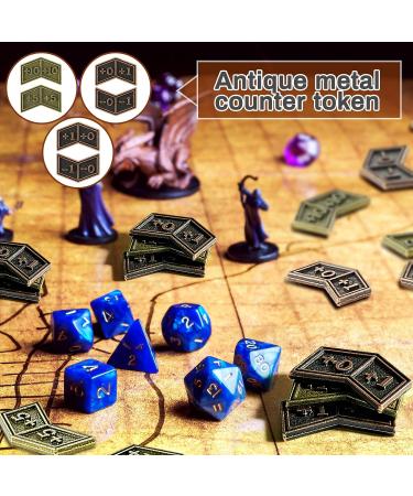 60 Pieces Magic Gathering Counters Tokens Antique Gold Metal Tokens Counters Double Sided Compatible with CCG and MTG with Velvet Drawstring Pouch - Buy Online on GoSupps.com