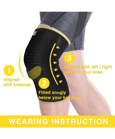 Bracoo Thin Knee Compression Sleeve - Support for Knee Pain Breathable & Lightweight Brace for Men & Women Patella Pad & Stabilizers Ideal for Walking & Running - KE60 Large Black - Buy Online on GoSupps.com
