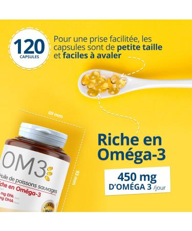 OM3 - Wild fish oil rich in Omega 3 -Normal heart function - Maxi format - 120 capsules - Buy Online on GoSupps.com
